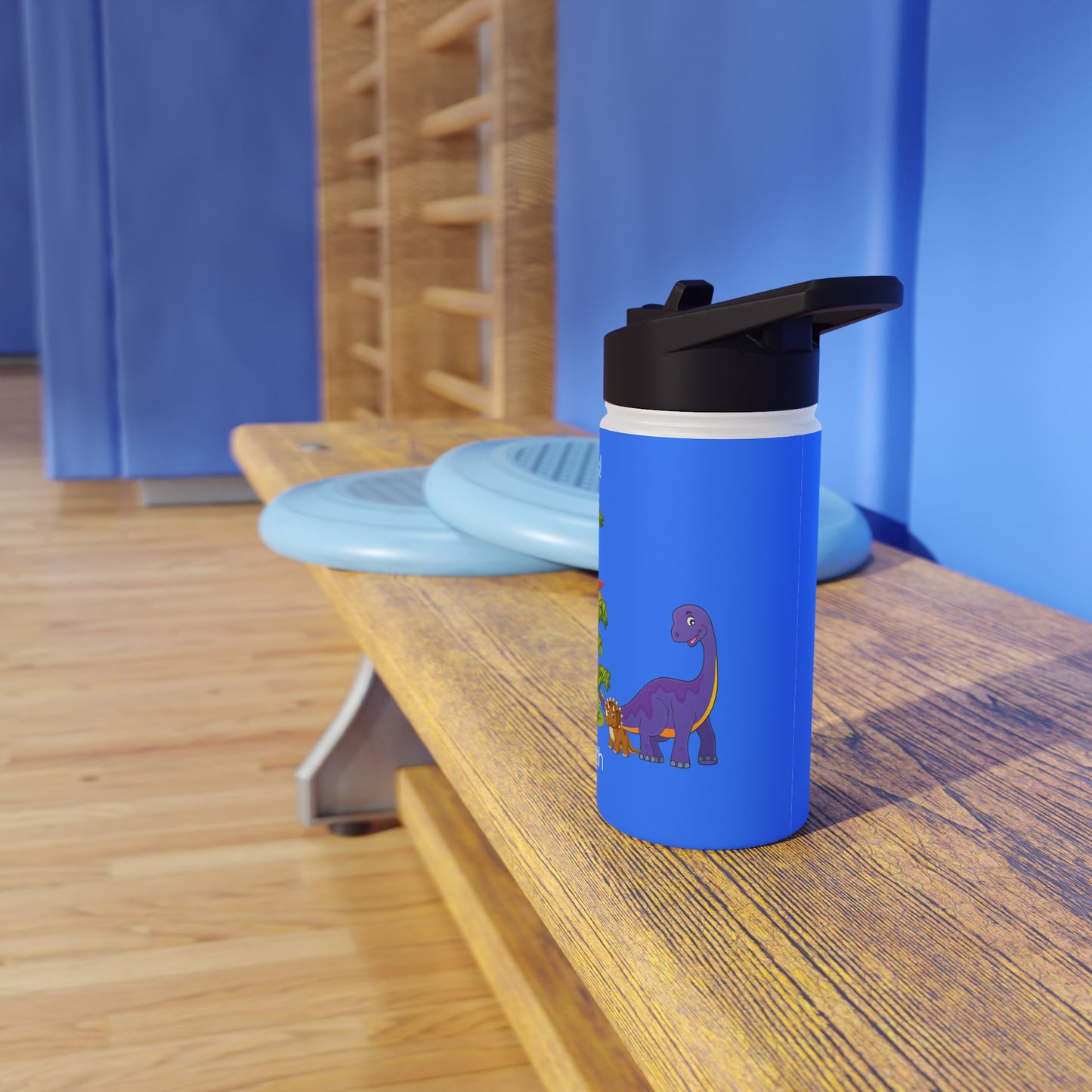 QELBY® for Kids – 12oz Stainless Steel Dinosaur Bottle with Straw and Pop-up Lid