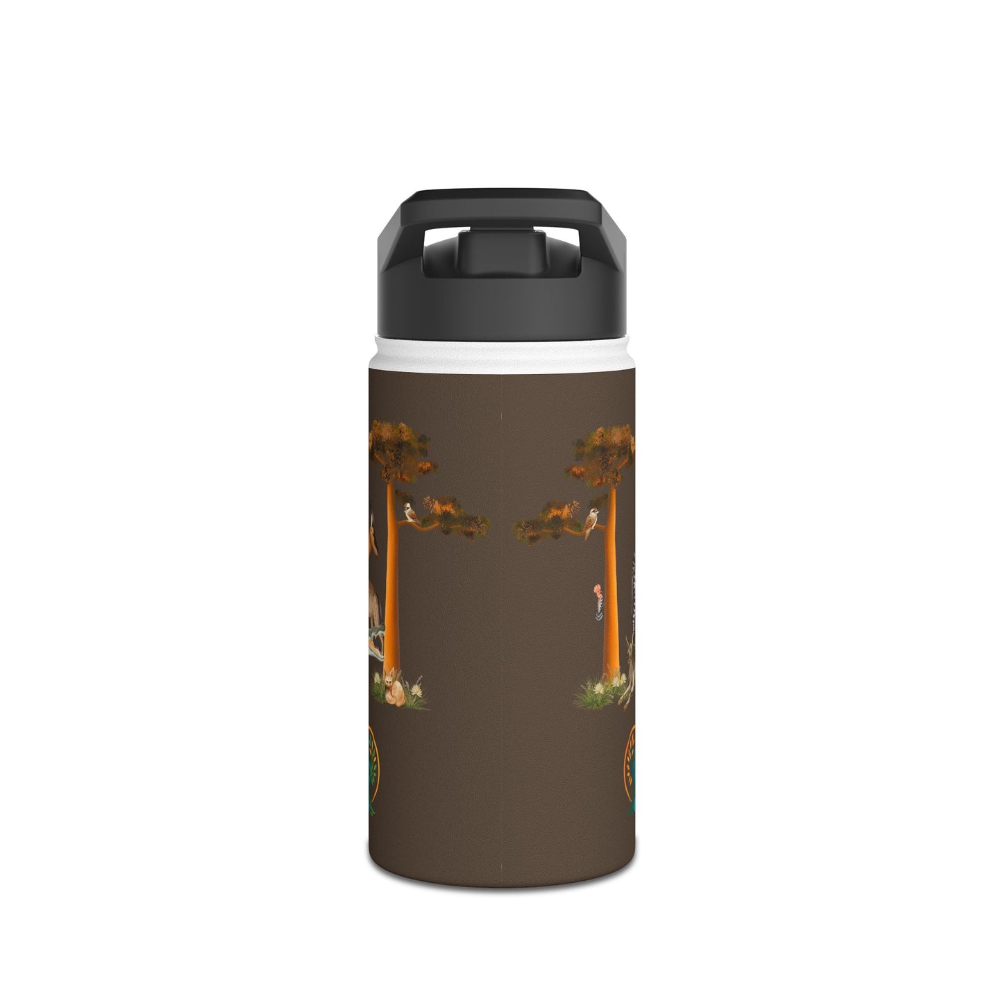 QELBY® for Kids – 12oz Stainless Steel Safari Water Bottle with Straw and Pop-up Lid