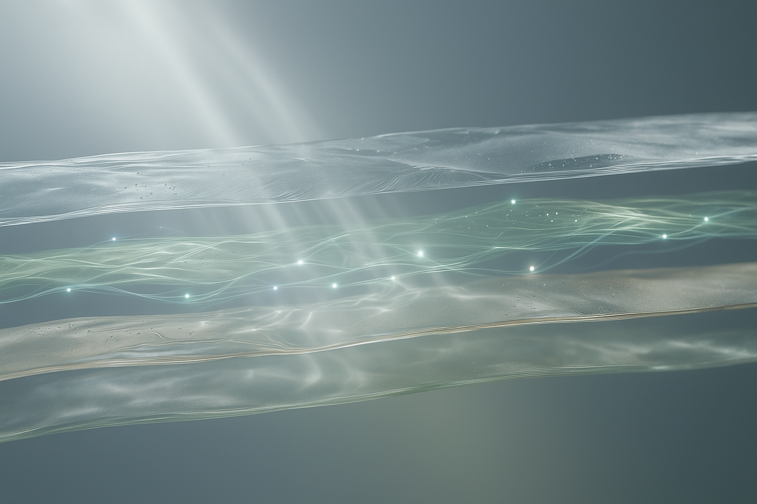 Abstract layered water image showing structured water and subtle charge interactions.