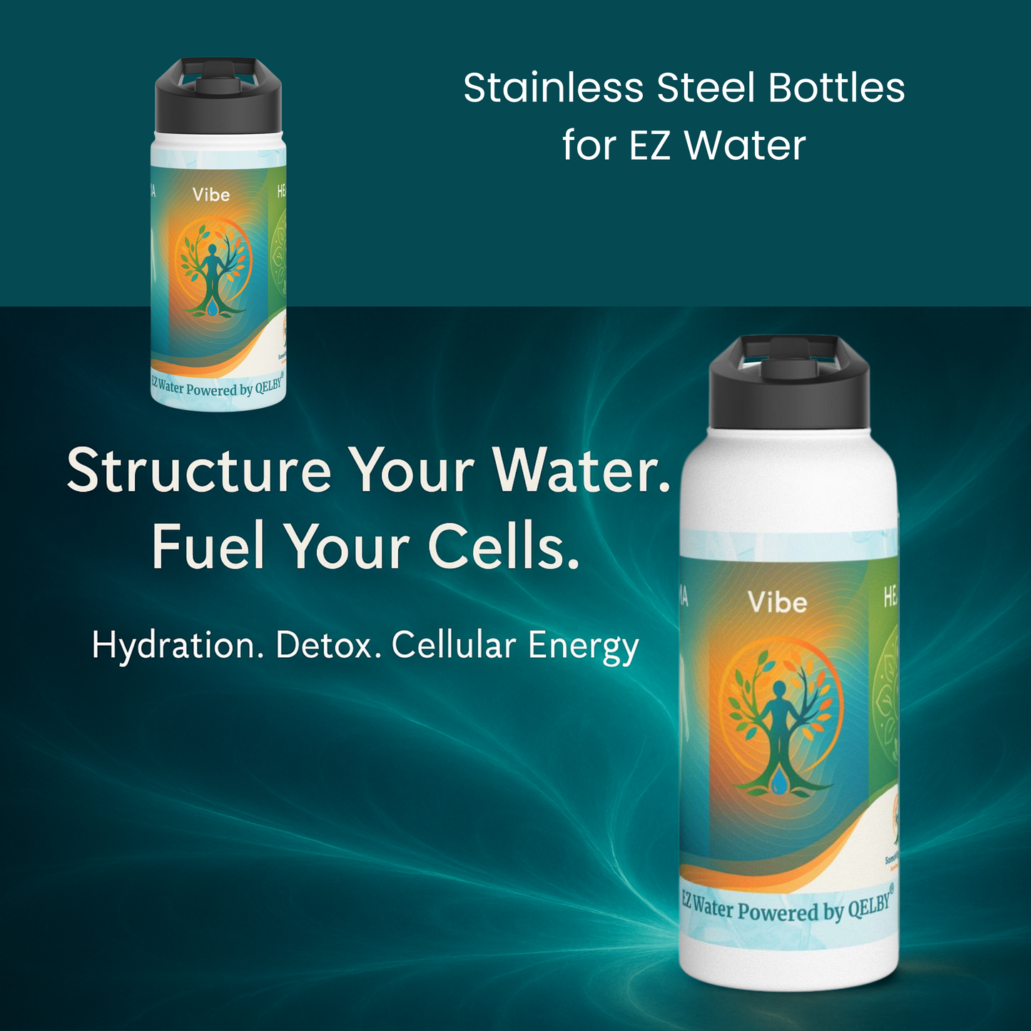 Stainless Steel Water Bottle for QELBY-Enhanced Hydration 12oz and 32oz