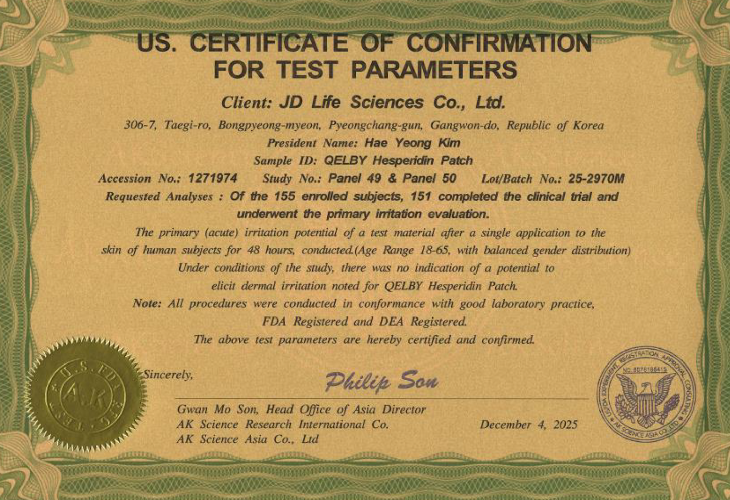 QELBY Hesperidin Patch | FDA NDC/OTC Certified, FDA Safety Tested