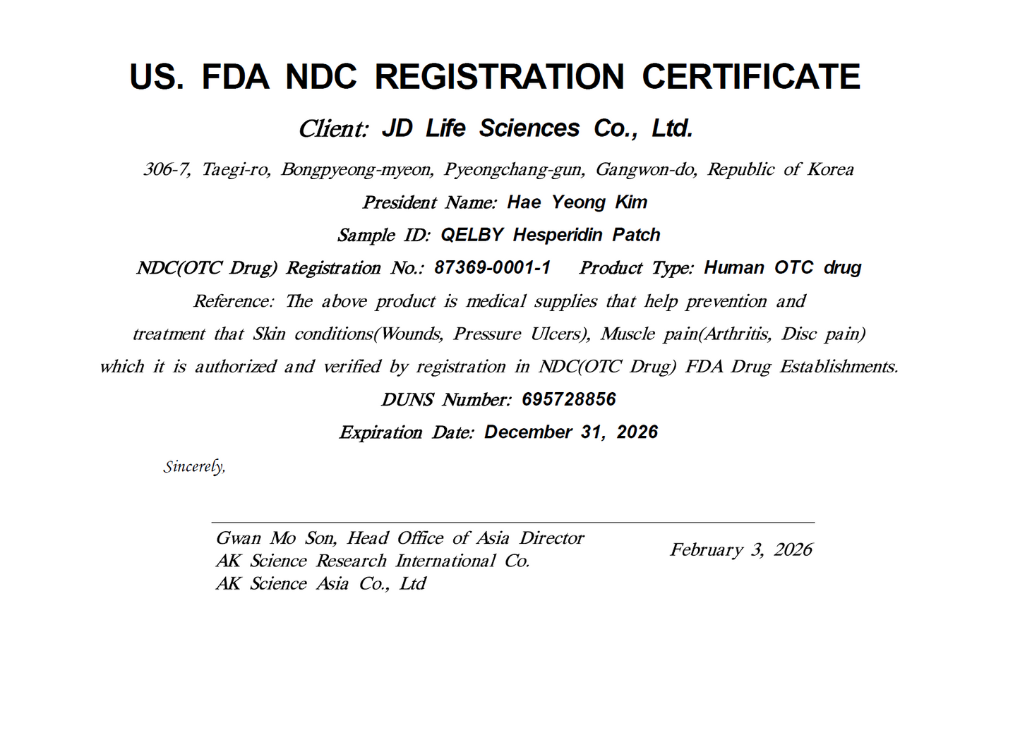 QELBY Hesperidin Patch | FDA NDC/OTC Certified, FDA Safety Tested